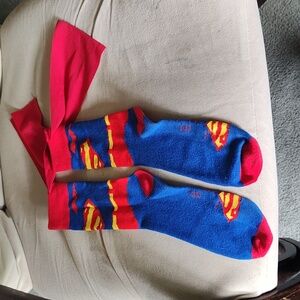 Superman socks with attached cape
